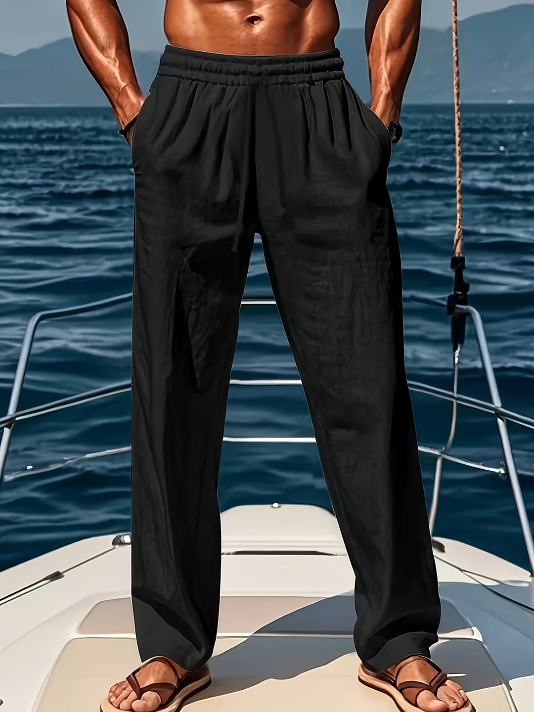 Heren Yoga & Strandbroek | Katoen-Linnen | Losse Pasvorm & Trekkoord | Ademend & Comfortabel