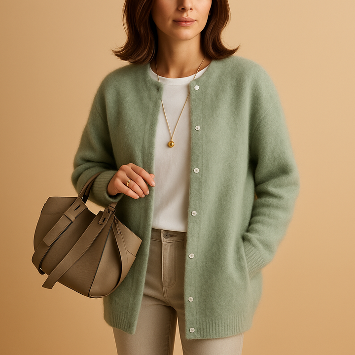Zachte Lange Dames Cardigan Met Knoopsluiting