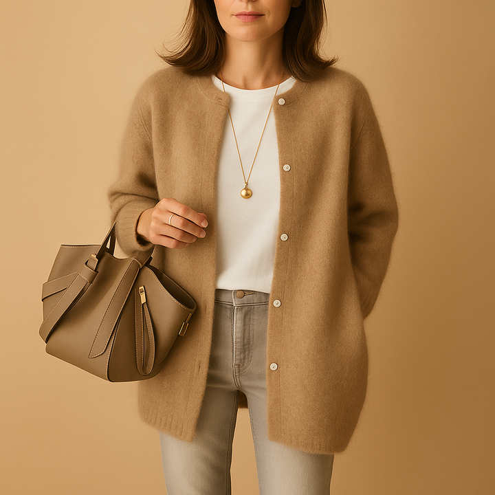 Zachte Lange Dames Cardigan Met Knoopsluiting