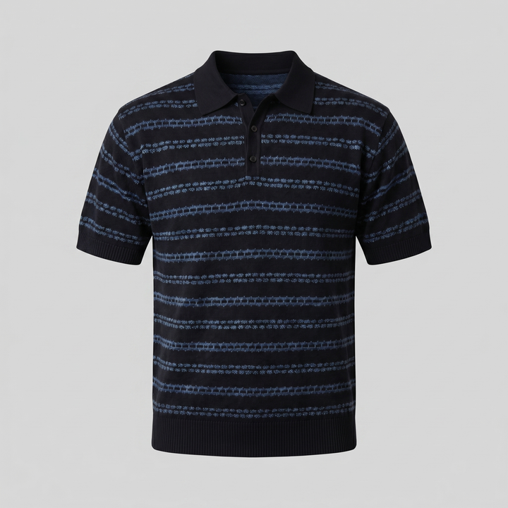 Gebreide Polo Shirt Heren Tailored Fit Lange Mouwen Casual