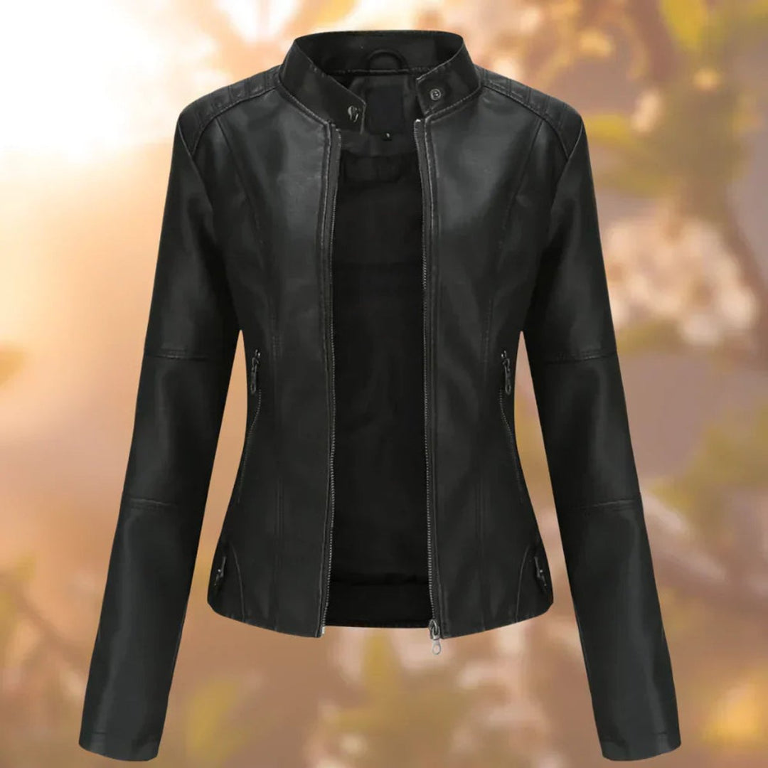 Graciela | Hoogsluitende Zip-Up Moeiteloze Leren Jas