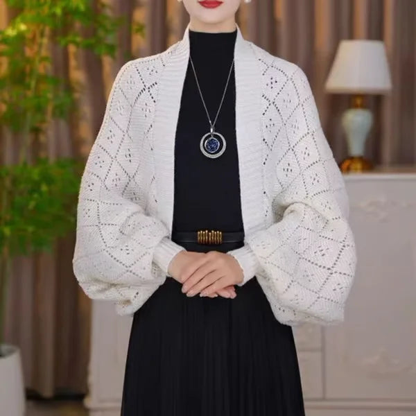 Hannah Gebreide Cardigan met Geïntegreerde Sjaalkraag