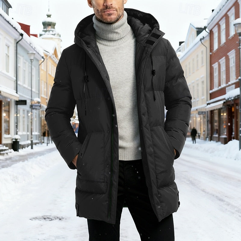 Gerald | Gewatteerde Lange Winterjas met Capuchon