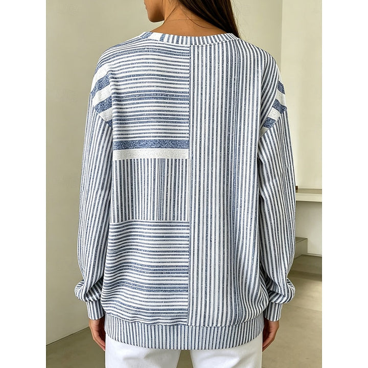 Adelaide | Gestreepte Kleurblok Crew Neck Sweatshirt