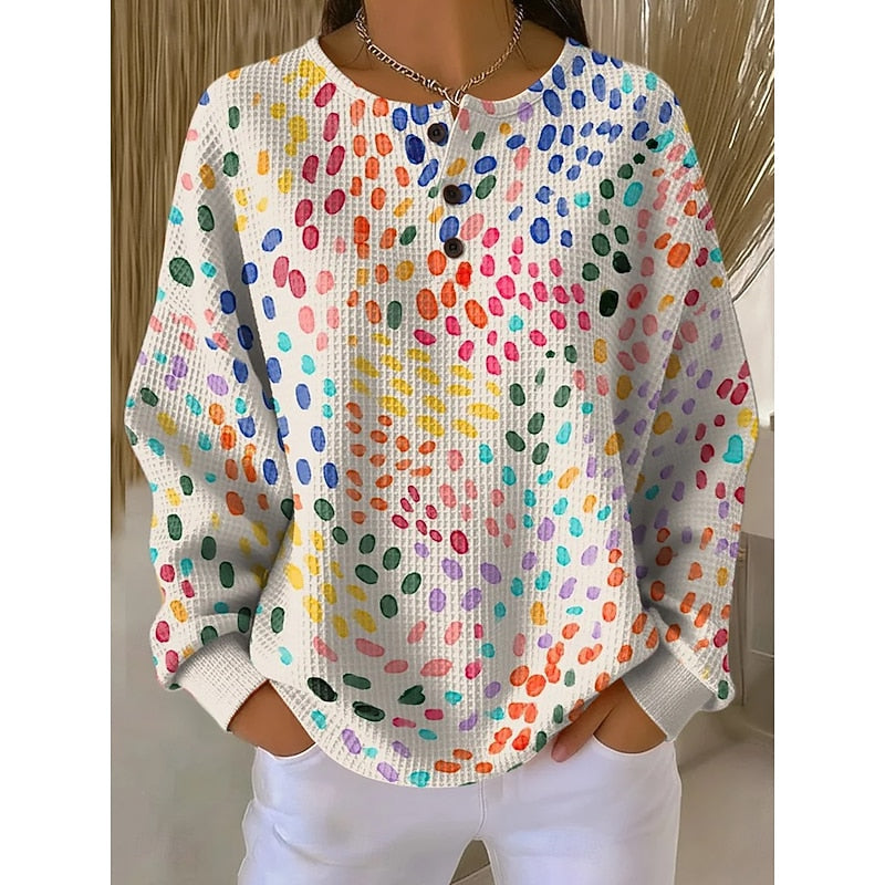 Melody | Sweatshirt met Knopenhalsprint