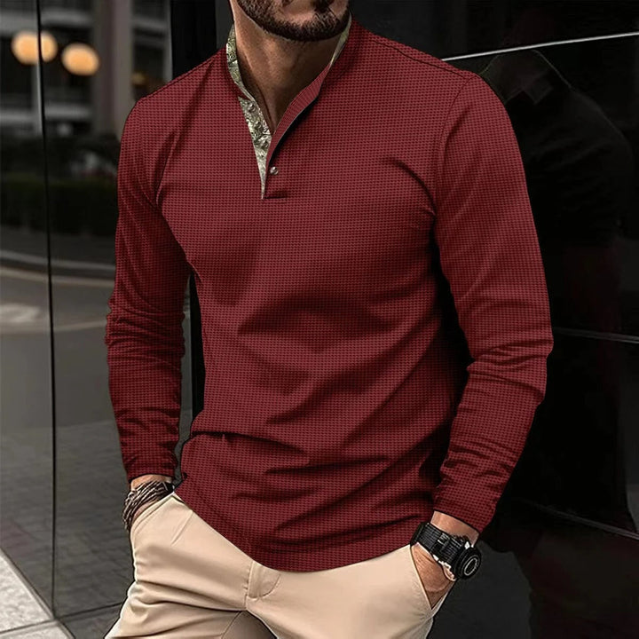 Joris | Stijlvolle longsleeve polo met gekleurde boordkraag