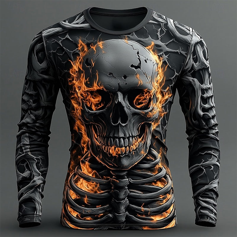 Jasper | Vlam Skeleton Halloween Lange Mouwen Shirt