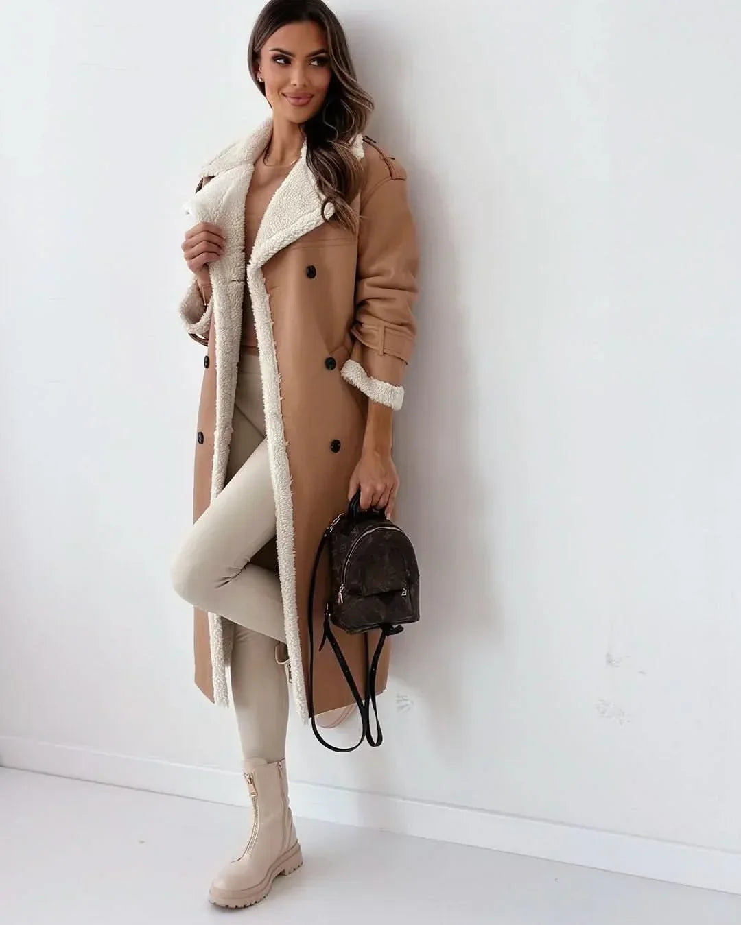 Kirsten | Dubbelzijdige Sculpted Draped Trench Coat