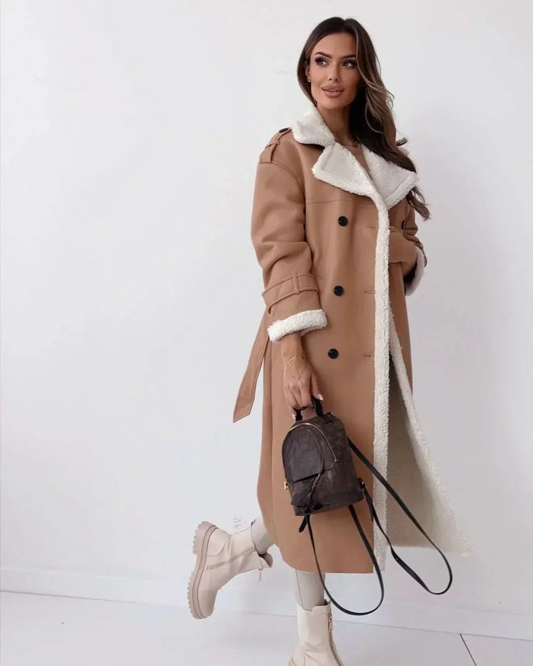 Kirsten | Dubbelzijdige Sculpted Draped Trench Coat