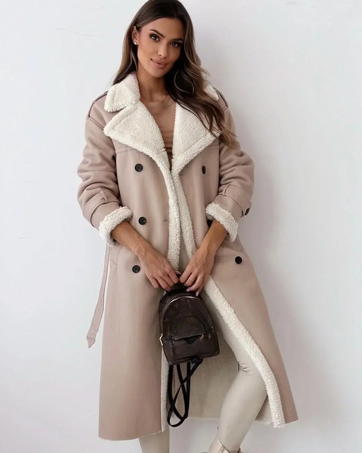 Kirsten | Dubbelzijdige Sculpted Draped Trench Coat
