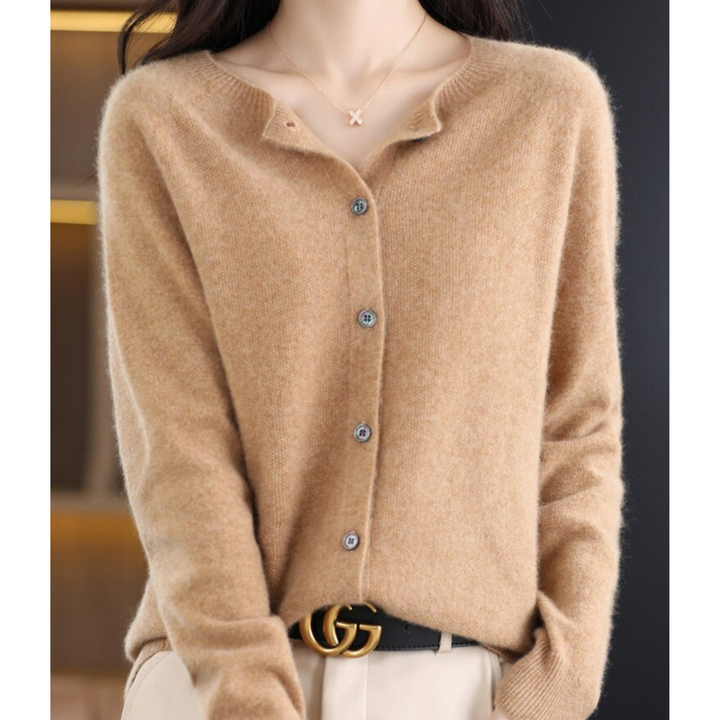 Gebreide Cardigan met Ronde Hals en Knopen Voor