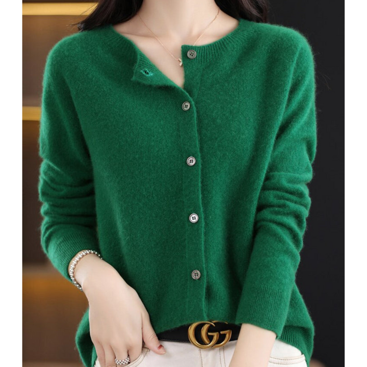 Gebreide Cardigan met Ronde Hals en Knopen Voor