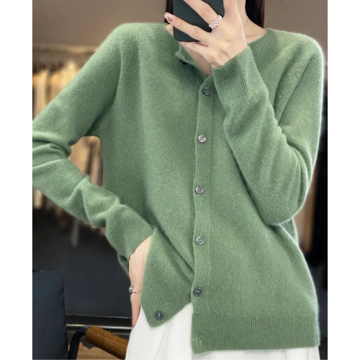 Gebreide Cardigan met Ronde Hals en Knopen Voor