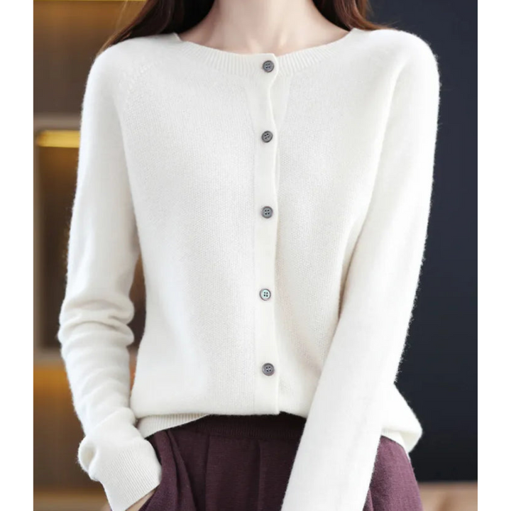 Gebreide Cardigan met Ronde Hals en Knopen Voor
