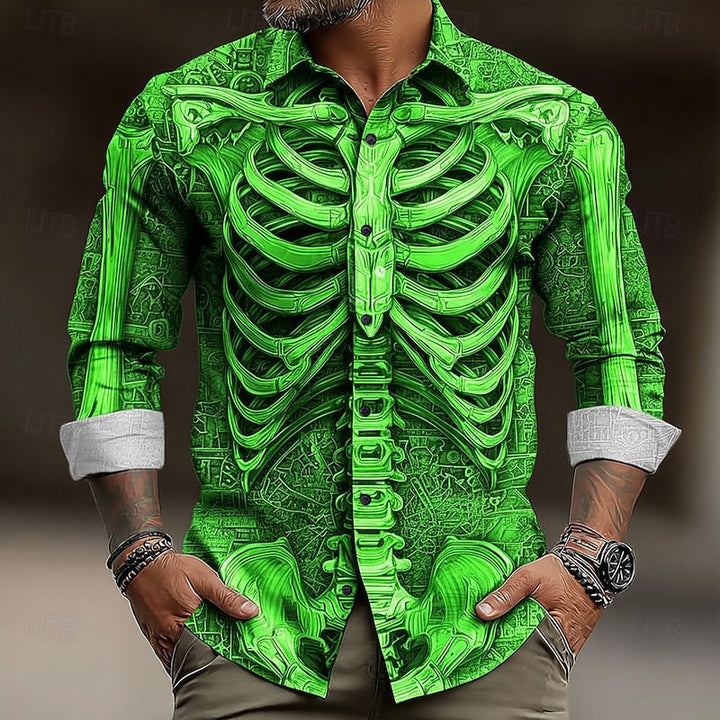 Ambrose | Halloween Skelet Overhemd met Knoopsluiting