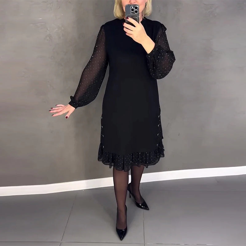 Langarmige elegante jurk met stippen