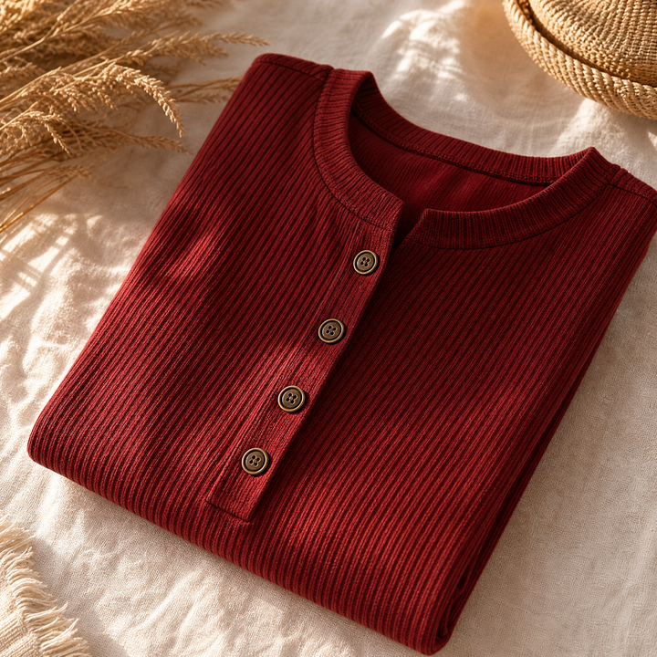Lunavia - Geribde Button-Up Henley Tuniek