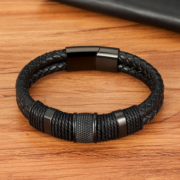 Lina | Geweven leren armband