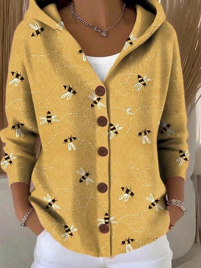 Dames Patchwork Hoodie Cardigan met Kleurrijk Patroon
