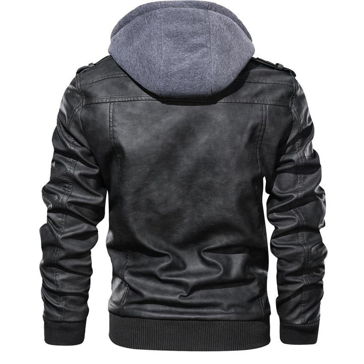 Heren Hooded Faux Leather Jast