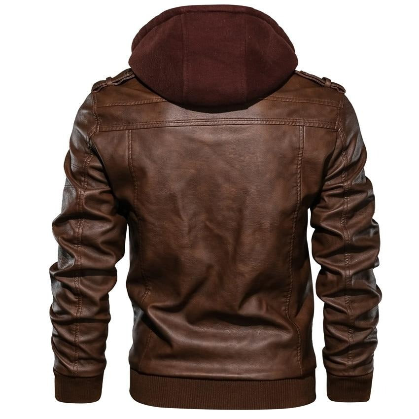 Heren Hooded Faux Leather Jast