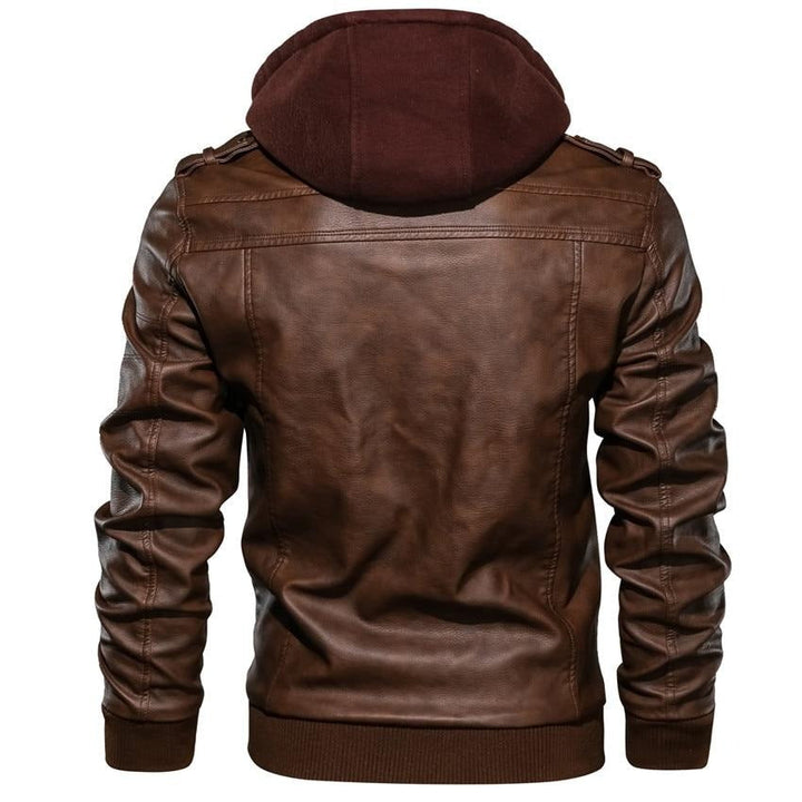Heren Hooded Faux Leather Jast