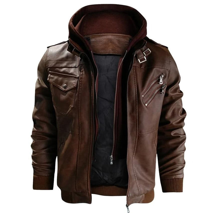 Heren Hooded Faux Leather Jast