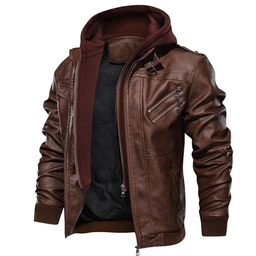 Heren Hooded Faux Leather Jast