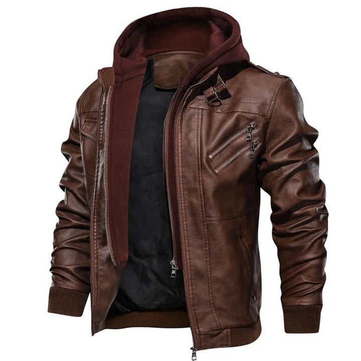 Heren Hooded Faux Leather Jast