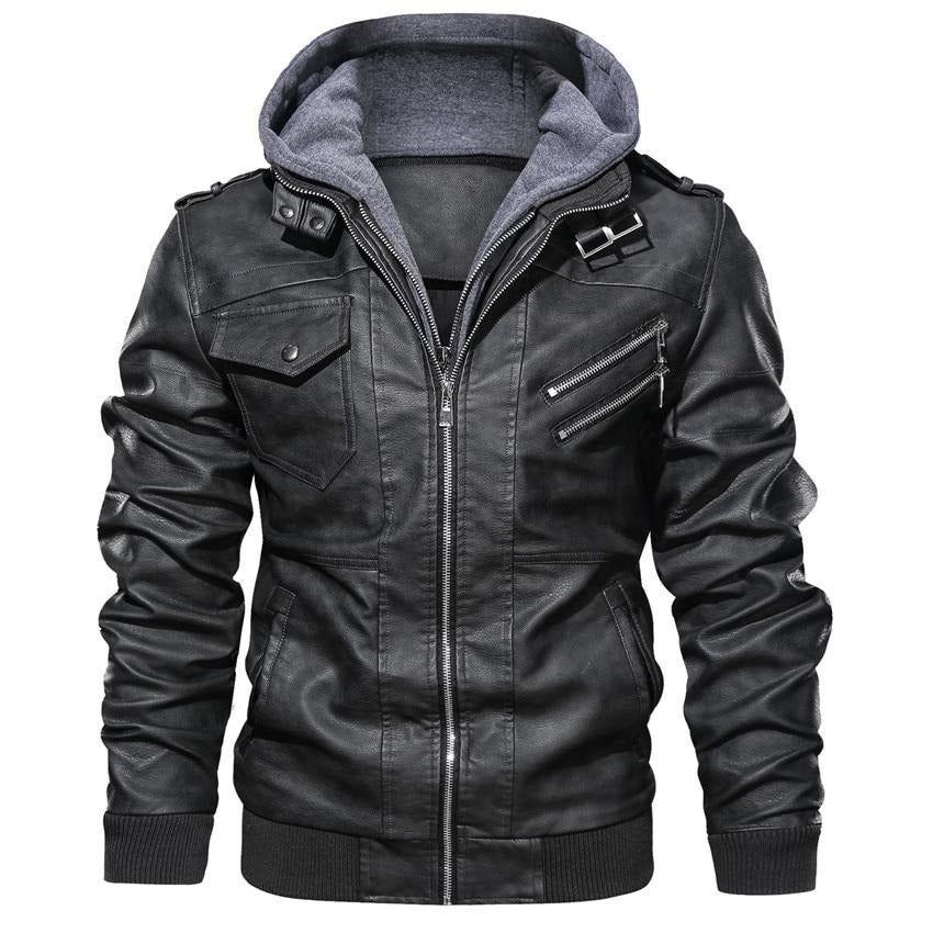 Heren Hooded Faux Leather Jast