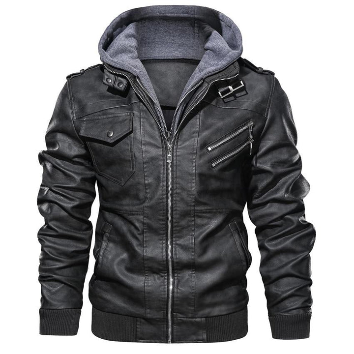 Heren Hooded Faux Leather Jast