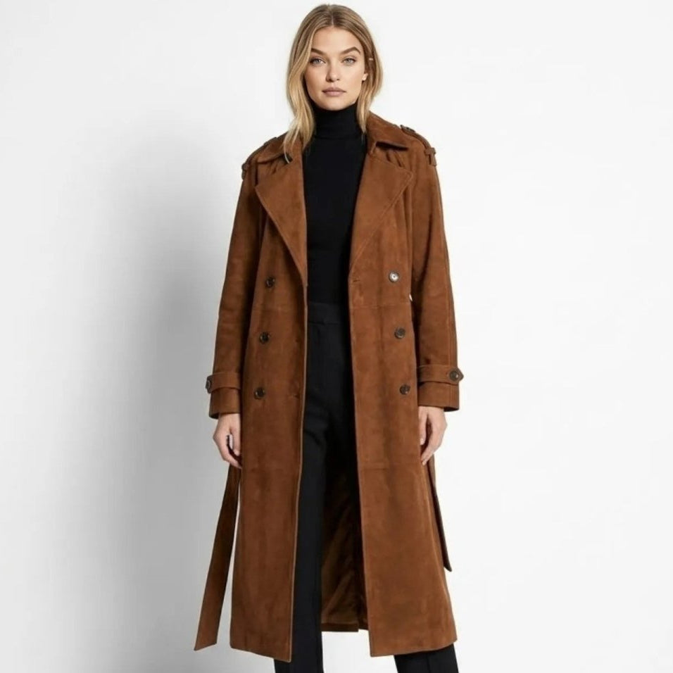Naz | Klassieke Geknoopte Vloeibare Trenchcoat