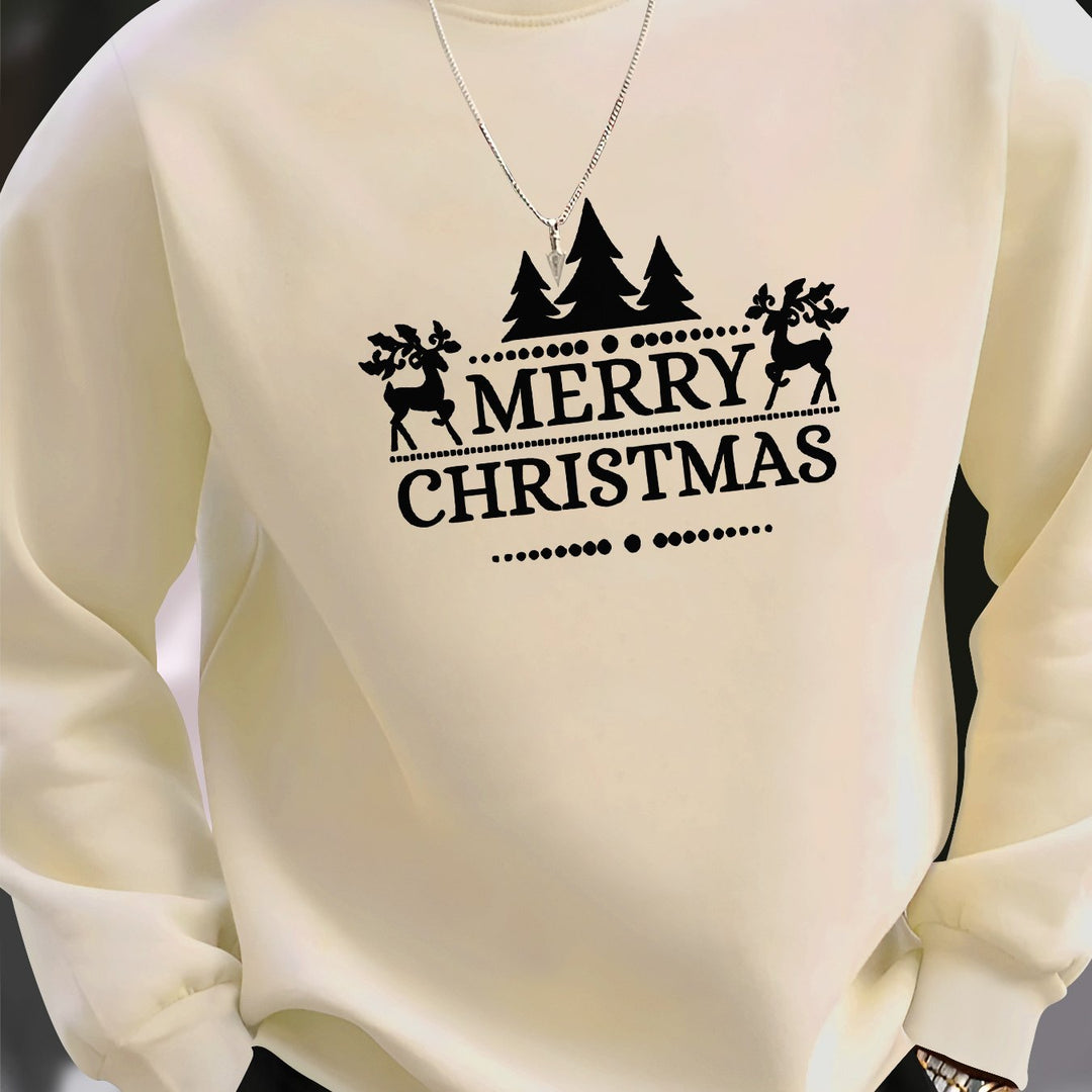 Niels | Heren casual kersttrui met merry christmas print