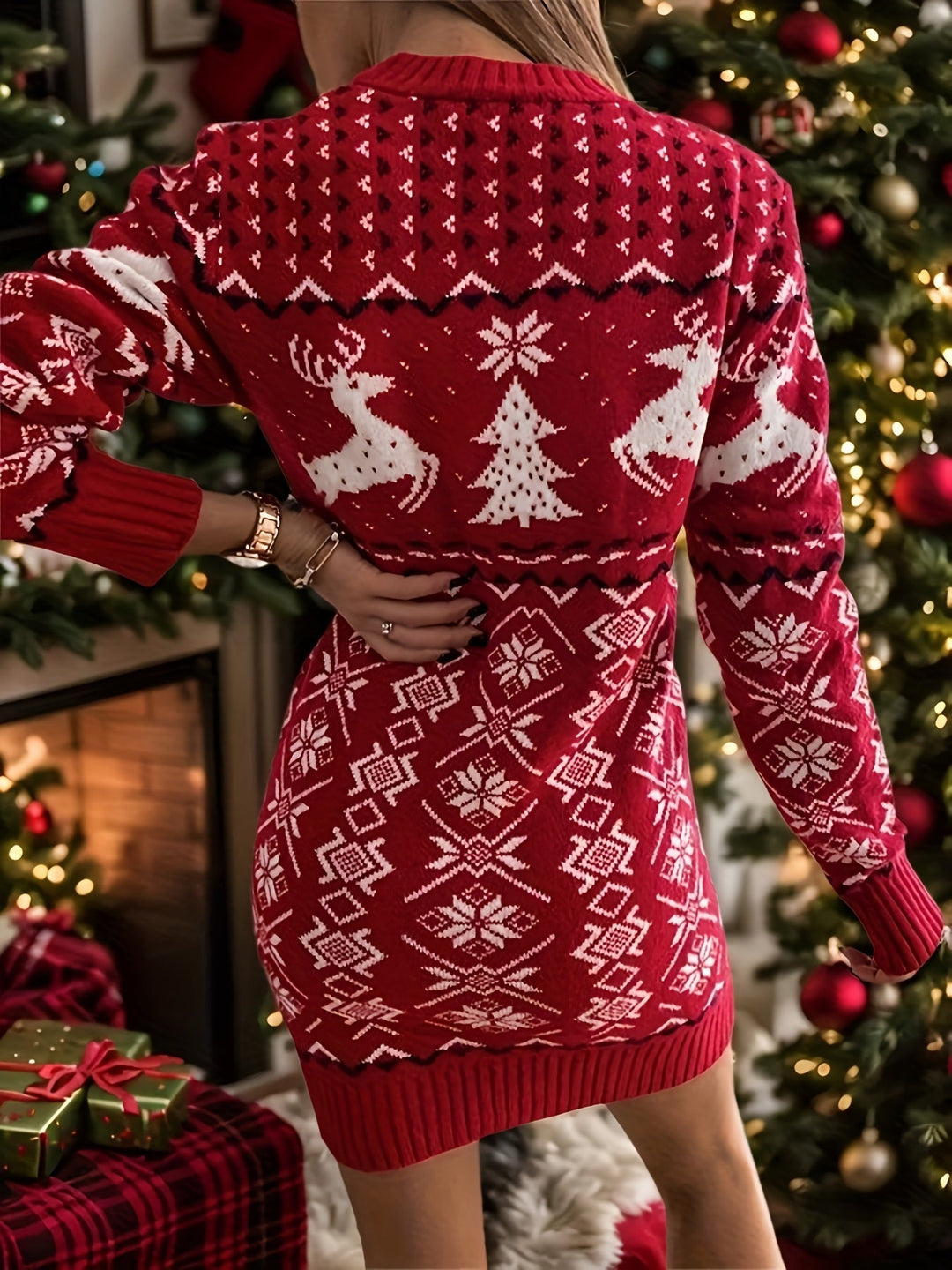 Noa | Elegante kersttrui-jurk met lange mouwen