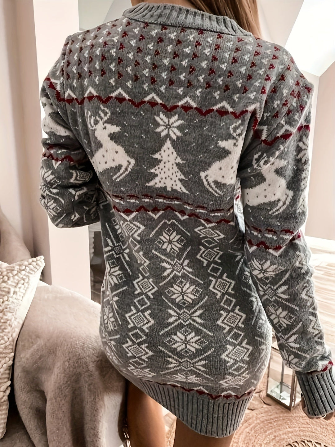 Noa | Elegante kersttrui-jurk met lange mouwen