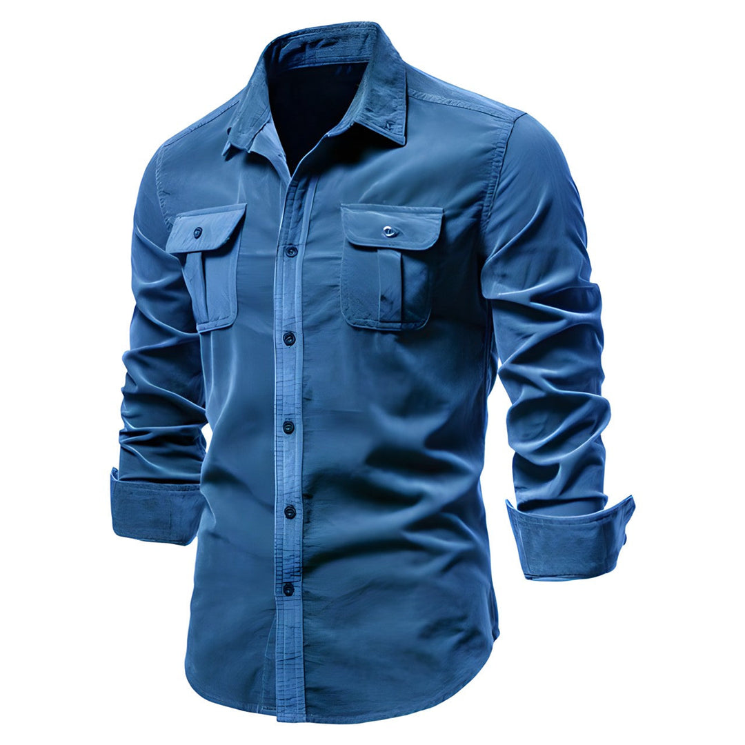 Heren Blouse met Lange Mouwen en Borstzakken