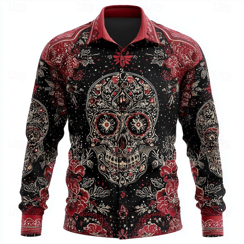 Dario | Halloween Skull Overhemd met Knopen