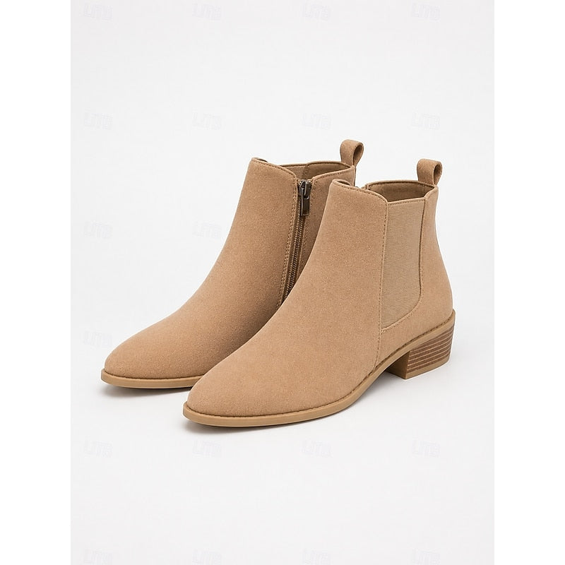 Vivienne | Puntige Block Heel Enkellaarsjes