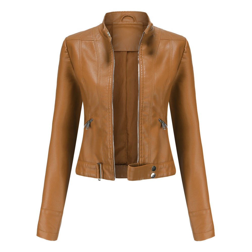 Rania | Hoge Hals Moderne Relaxed Leren Jas