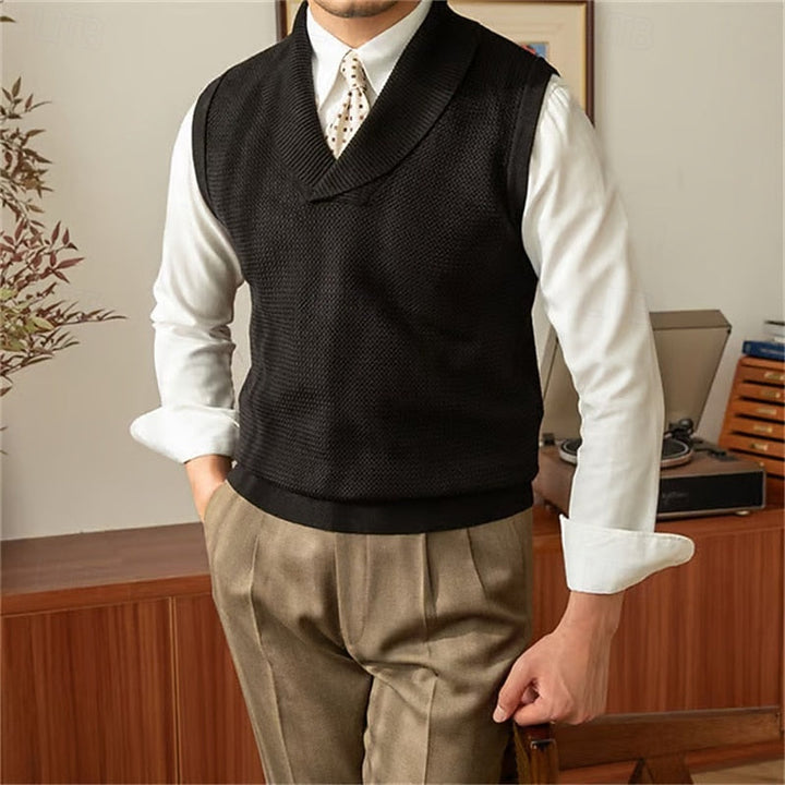 Alden | Gebreide Sweater Vest met Sjalkraag