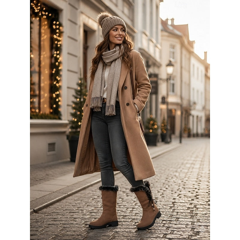 Adriana | Winterlaarzen tot de knie met bontafwerking