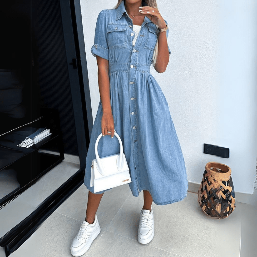 Thalia - Denim midi jurk