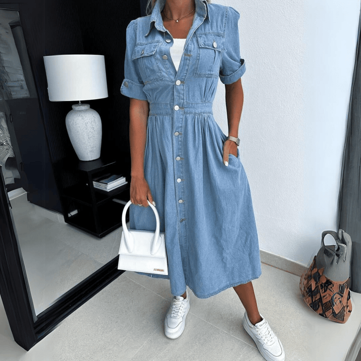 Thalia - Denim midi jurk