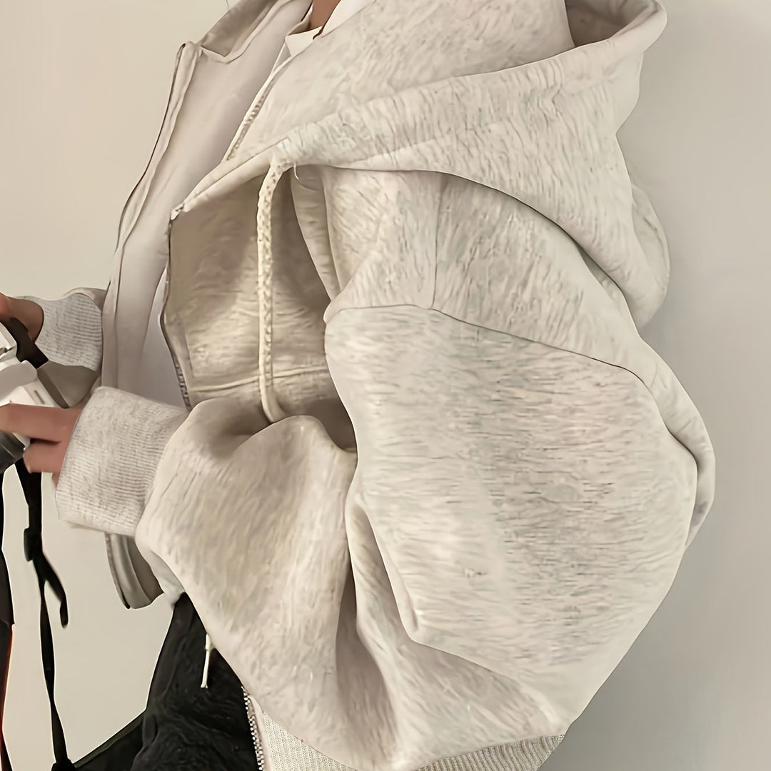 Sophie | Effen hoodie met rits en trekkoord