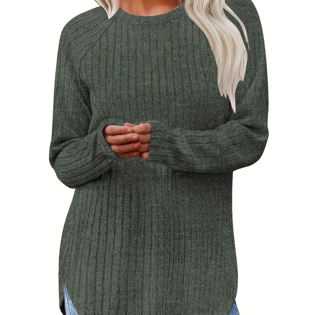 Sophie | Effen kleur geribbeld T-shirt met lange mouwen