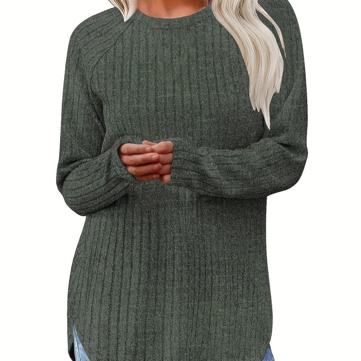 Sophie | Effen kleur geribbeld T-shirt met lange mouwen