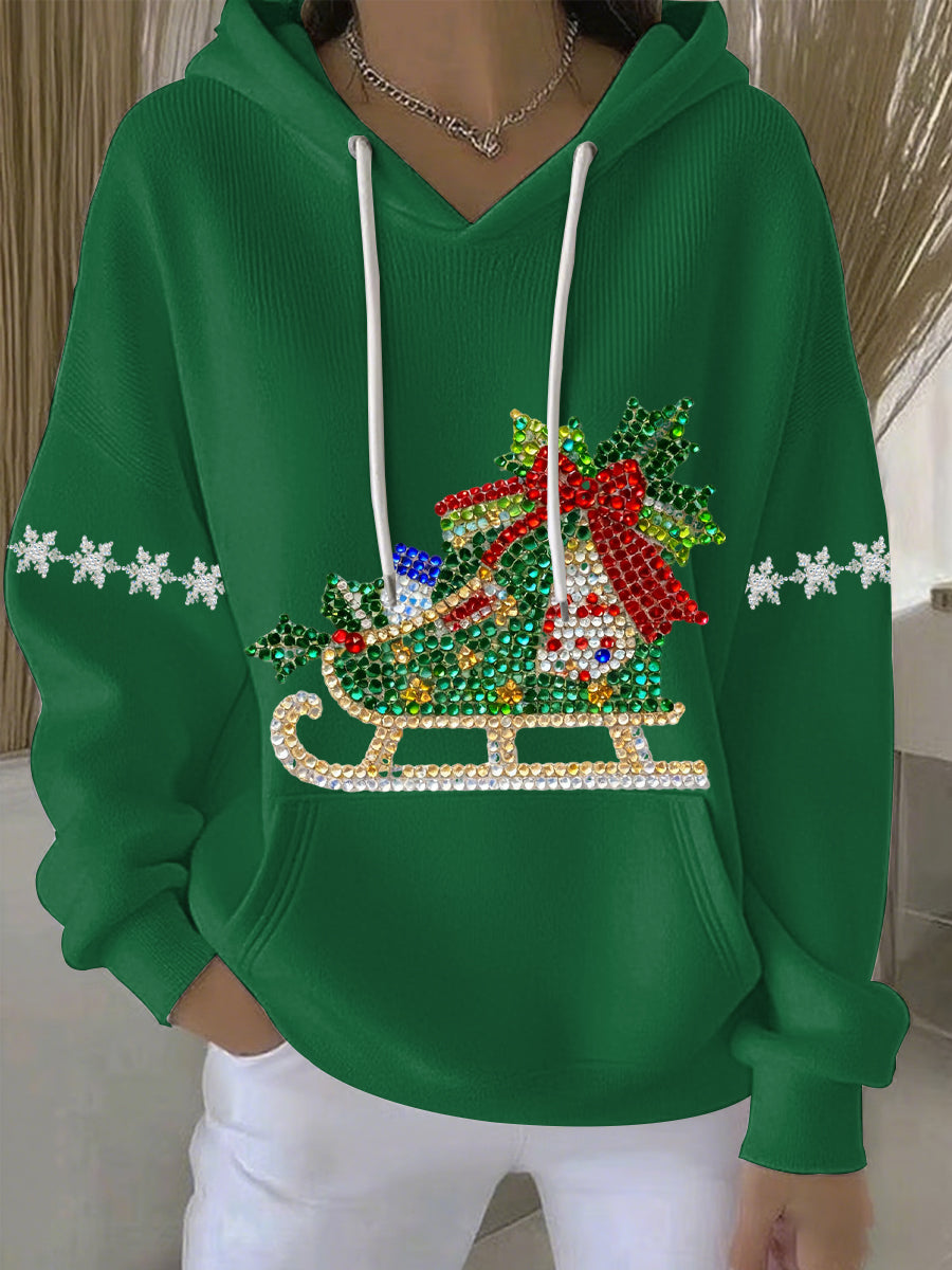 Dames Kerstprint Vrijetijdshoodie