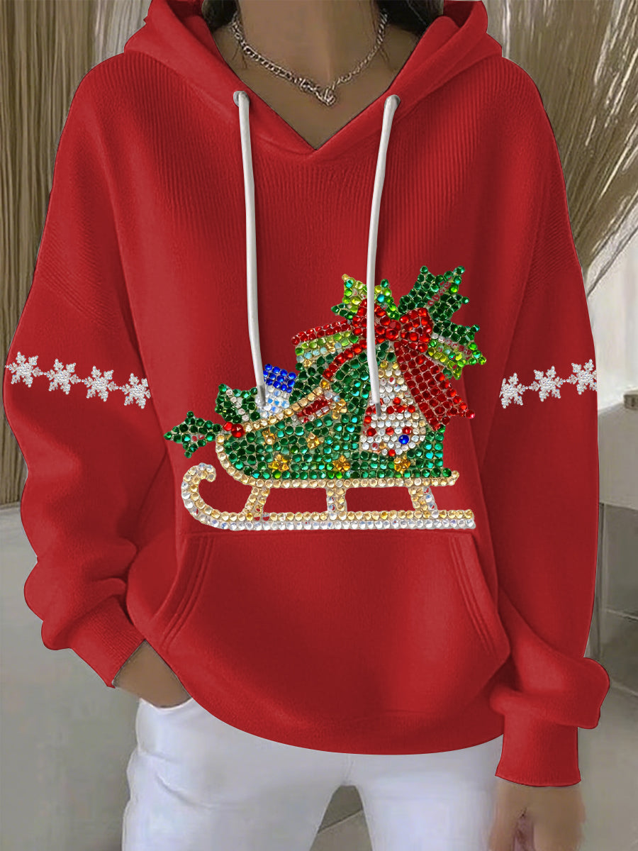 Dames Kerstprint Vrijetijdshoodie