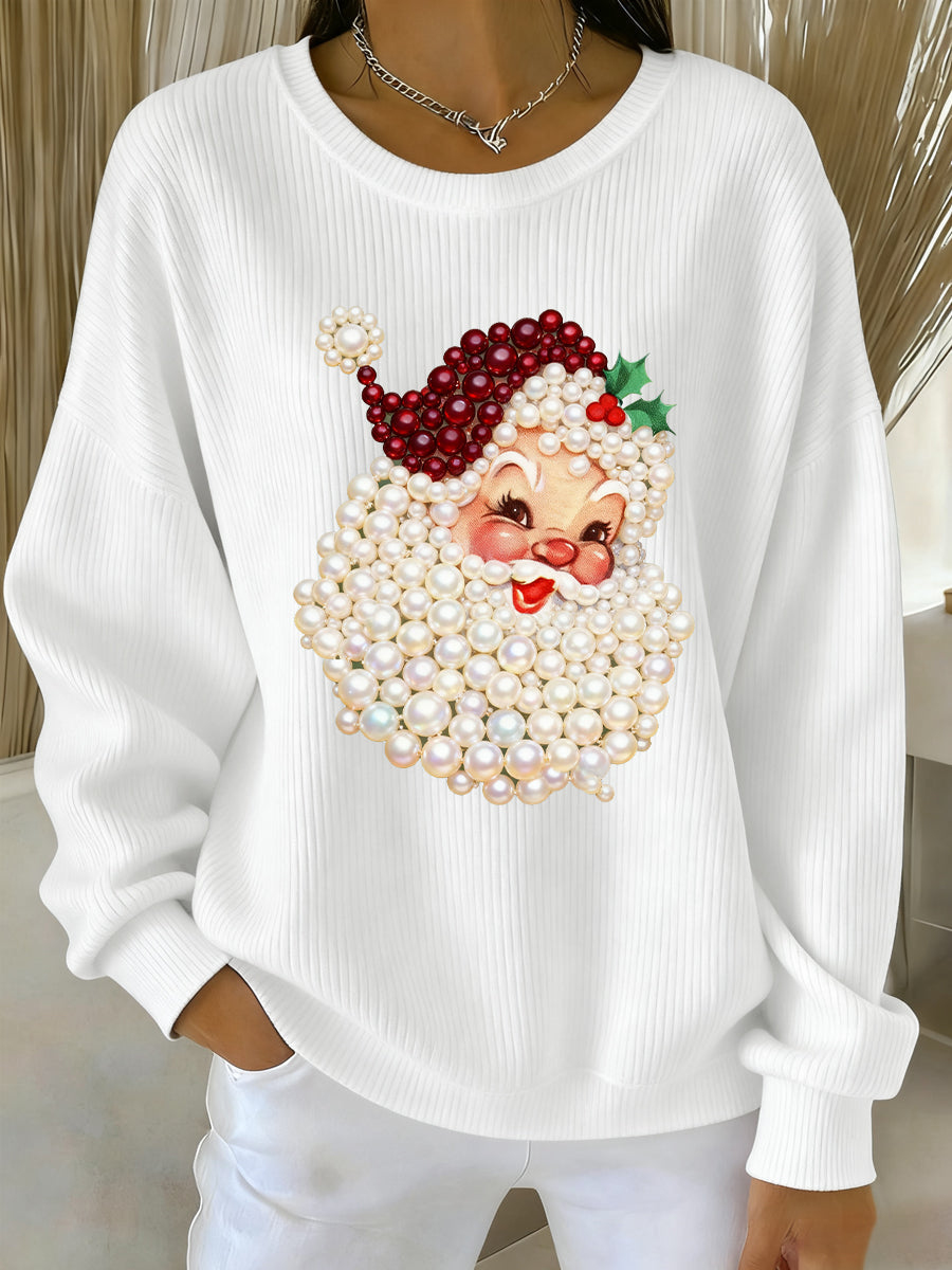 Dames Kerst-Parel Santa Claus Print Vrijetijdstrui