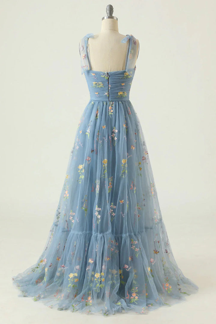 Avondjurk Maxi voor Dames Met Bloemenprint En Tule